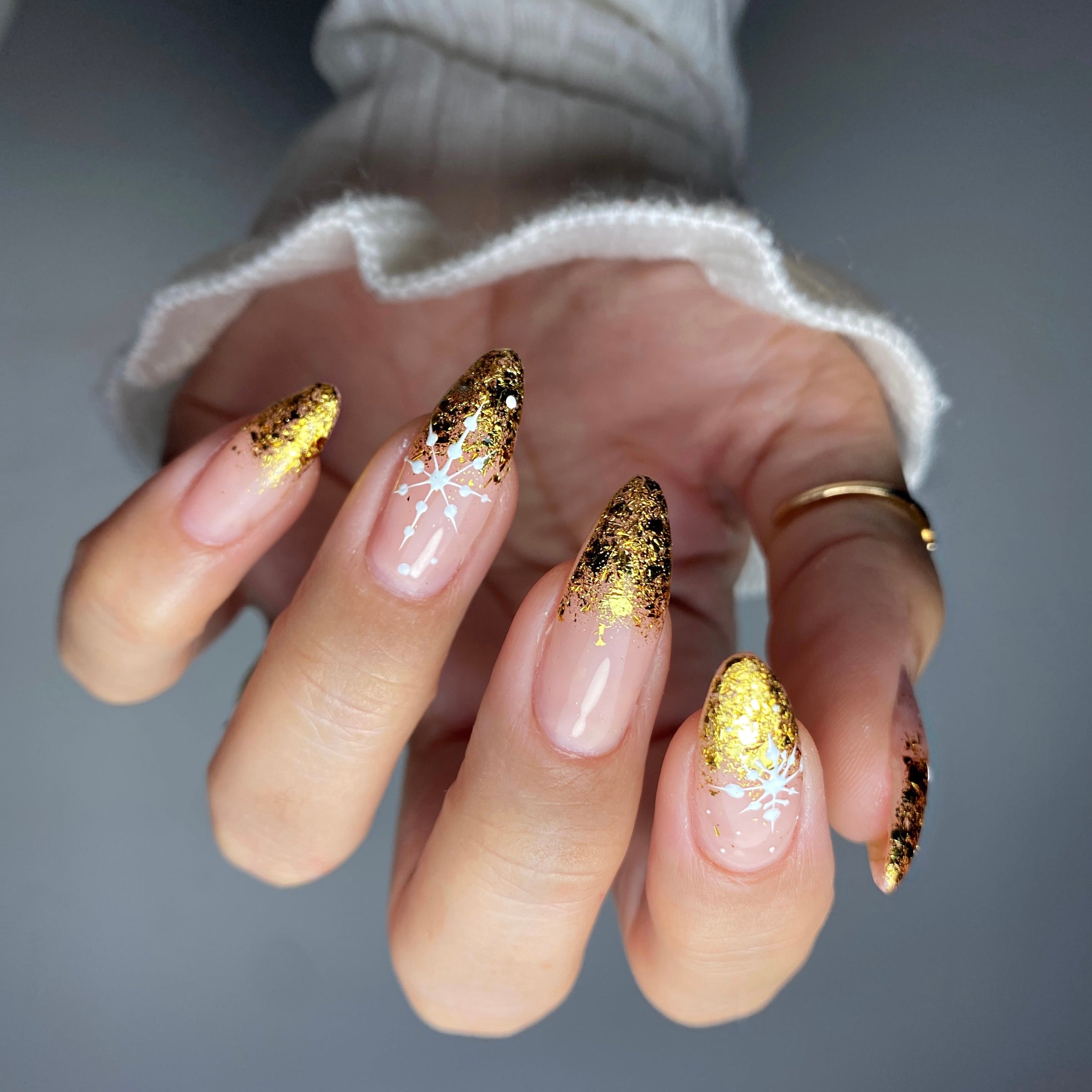 Christina Rich Gold Metallic Flakes