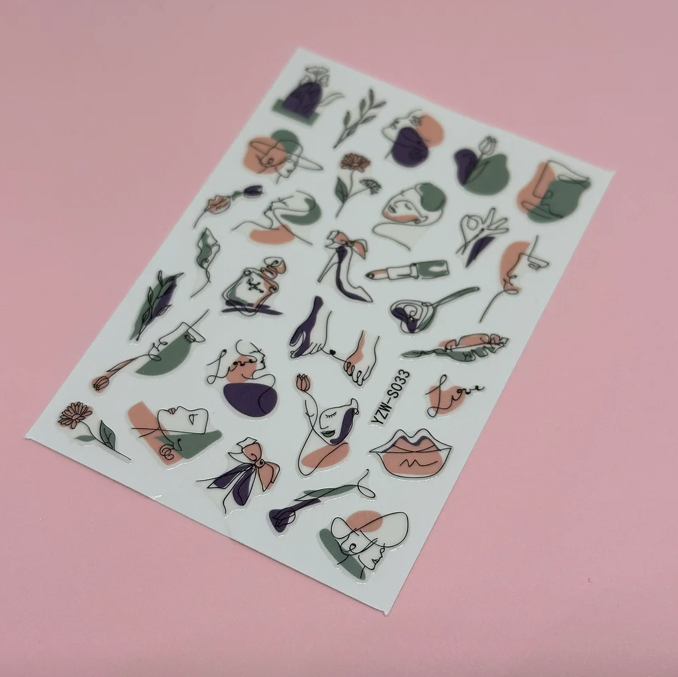 Abstract Face Stickers - Sage
