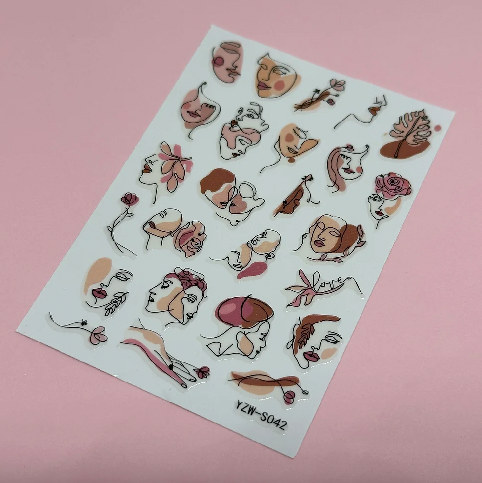 Abstract Face Stickers -Brown