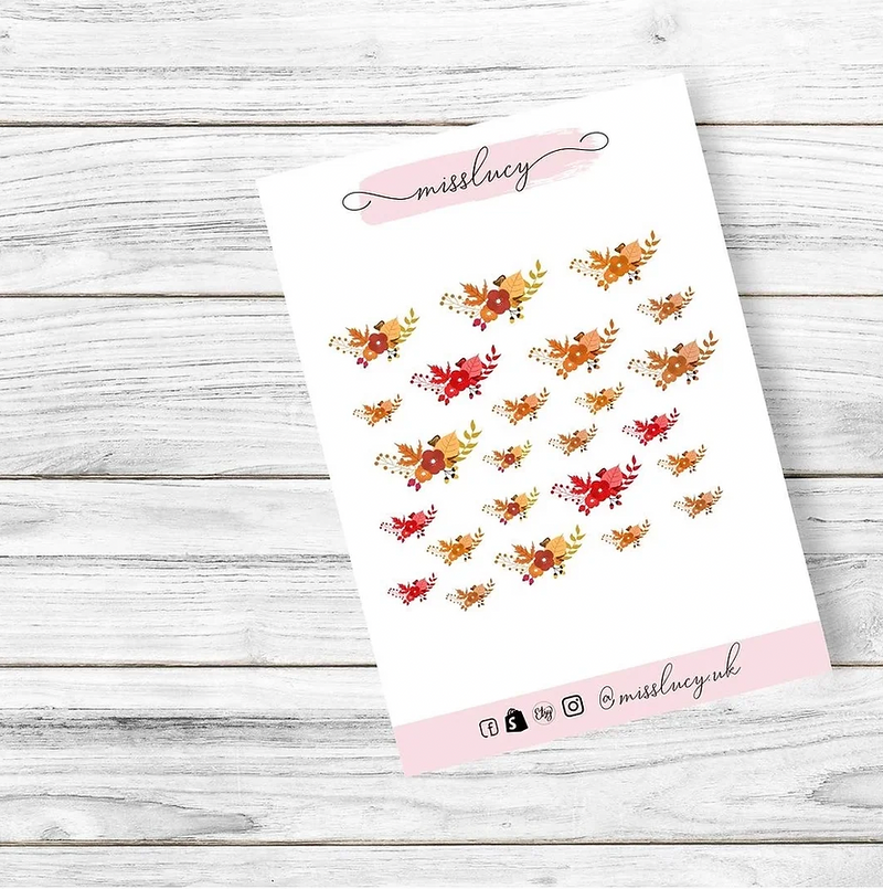 Autumn Floral Nail Water Decals - Miss Lucy