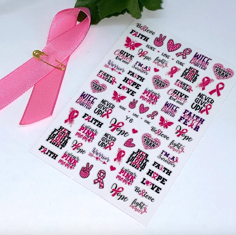 Pink Ribbon Stickers - slogans